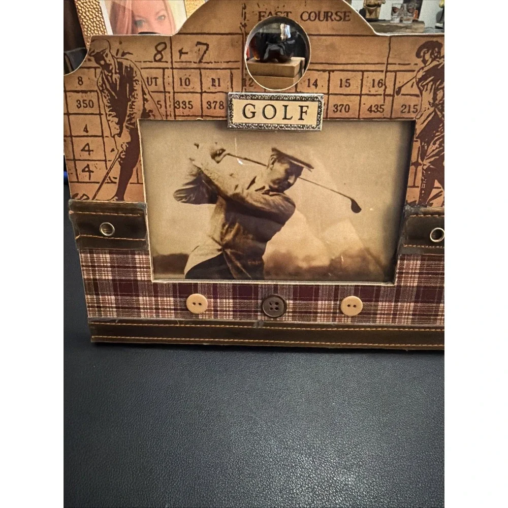 Retro VINTAGE Look GOLF THEME 4X6 EASEL  DESKTOP FRAME KEYPOINT